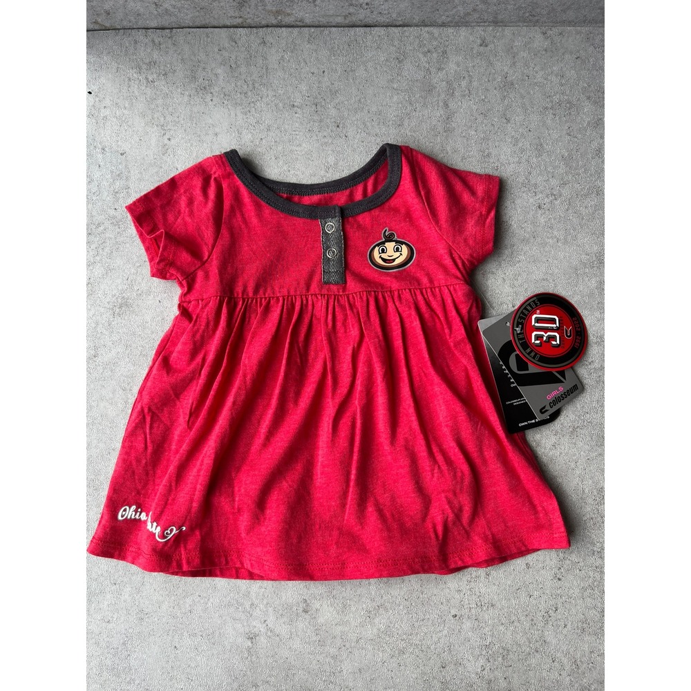 Colosseum Ohio State Buckeyes Infant Girls Red Bodysuit Dress 6-12 Months NWT‎